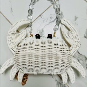 Viral TikTok White Woven Crab Handbag NWT
